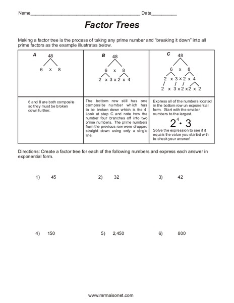 Factor Trees Lesson Plan