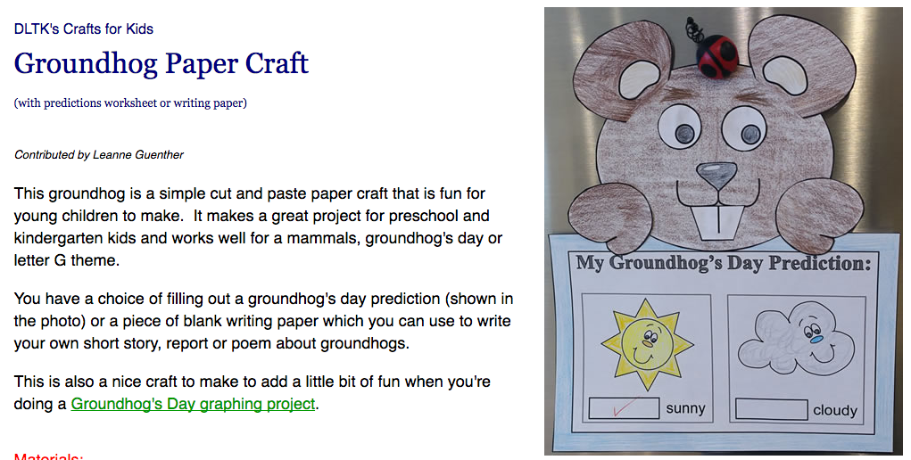 Groundhog Paper Craft Activity