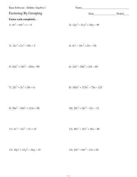 Factoring By Grouping Worksheet
