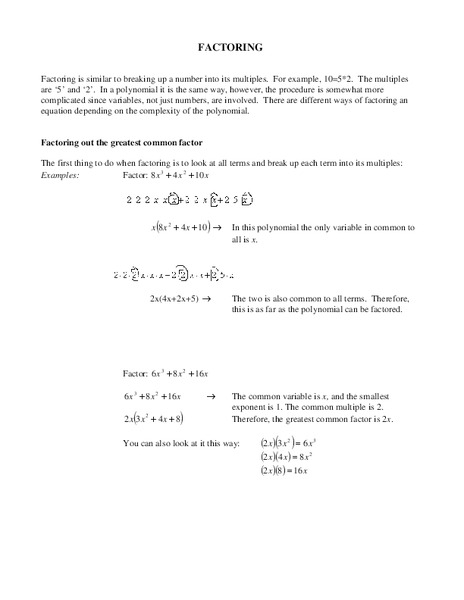 Factoring Handout