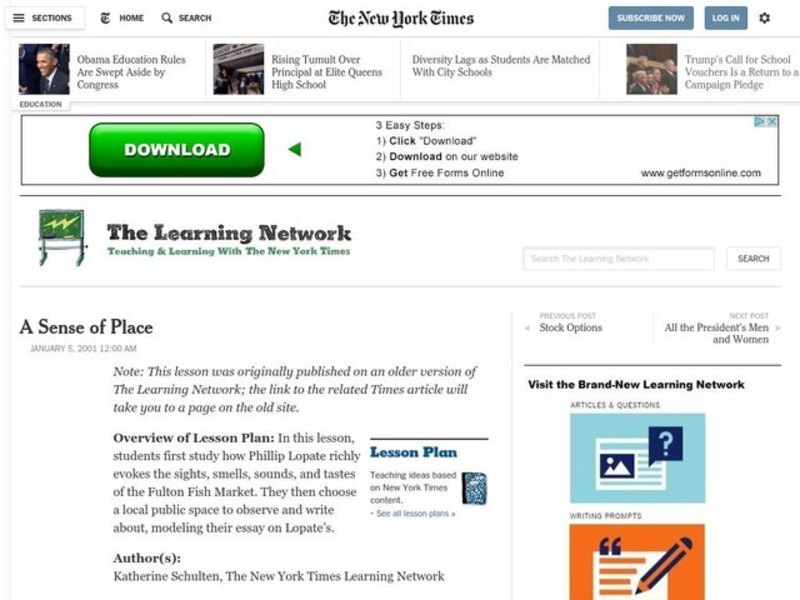 A Sense of Place Lesson Plan