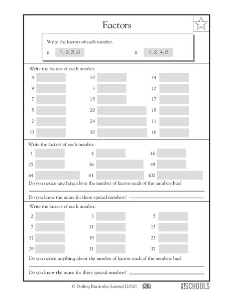 Factors Worksheet