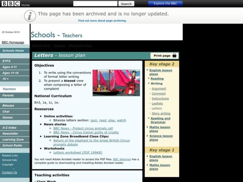 Factual Writing: Letters Lesson Plan