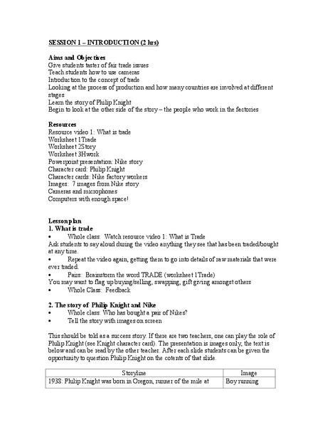 Fair Trade Lesson Plan