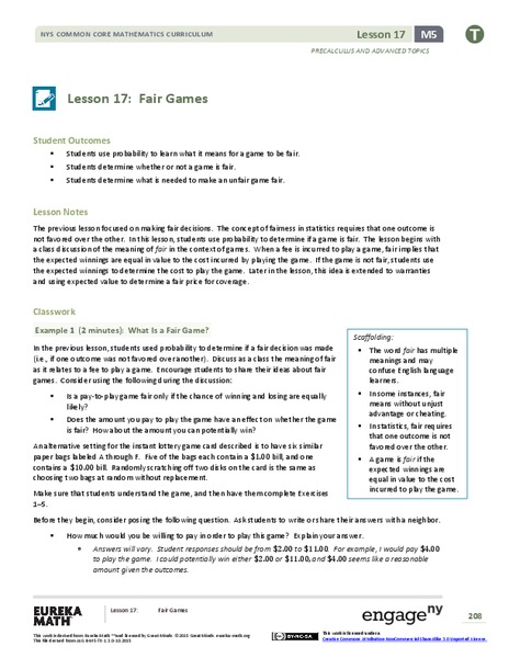 Fair Games Lesson Plan