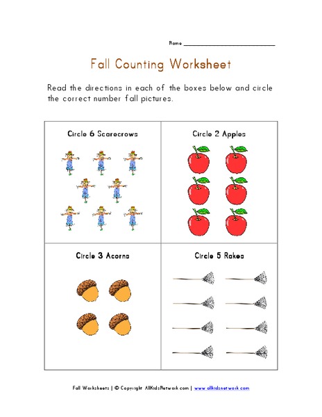 Fall Counting Worksheet Worksheet