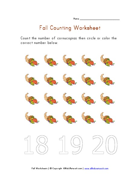Fall Counting Worksheet Worksheet