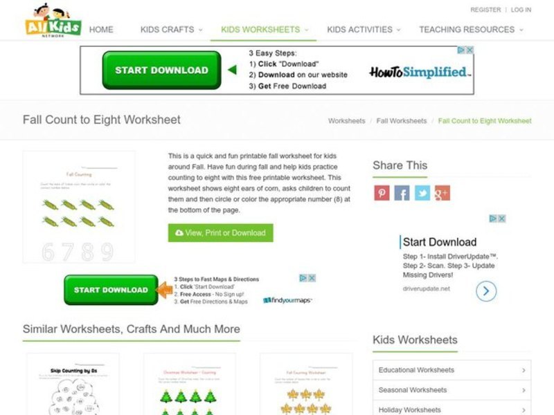 Fall Counting Worksheet