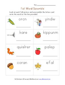 Fall Word Scramble Worksheet