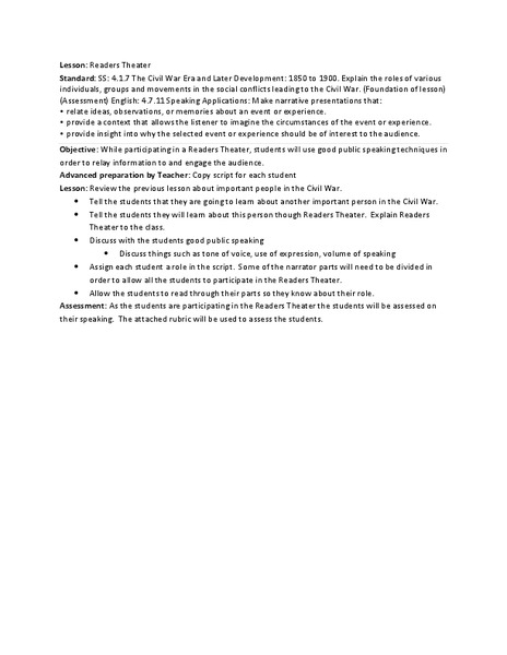 Readers Theater Lesson Plan