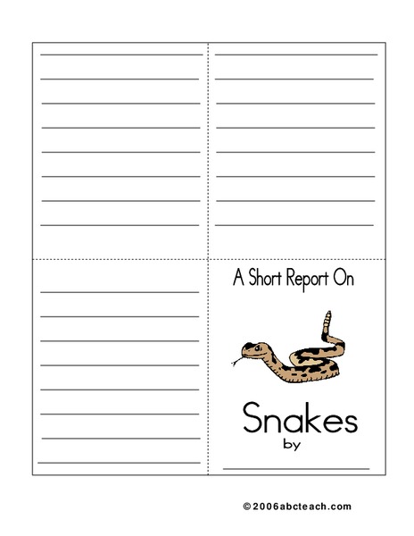 A Short Report on Snakes- Little Book Worksheet