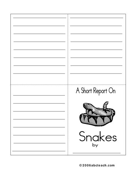 A Short Report on Snakes- Little Book Worksheet
