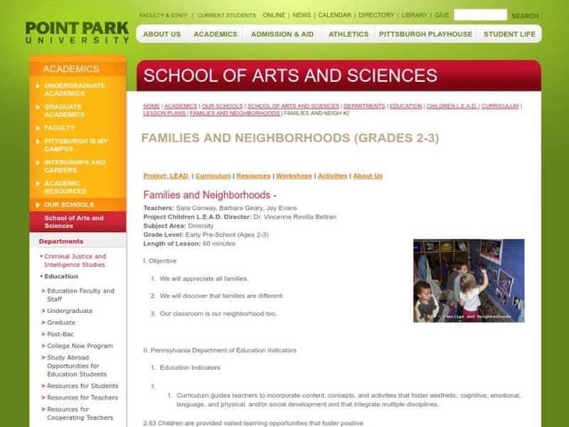 Families and Neighborhoods Lesson Plan