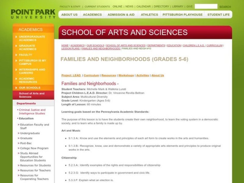 Families and Neighborhoods Lesson Plan