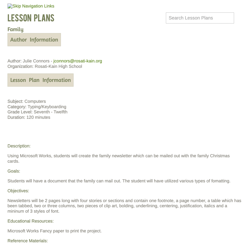 Family Lesson Plan