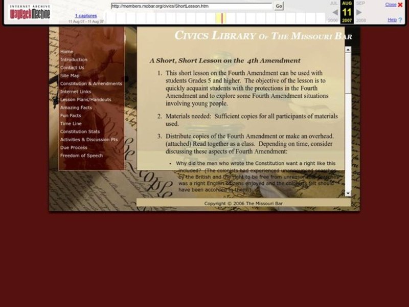 A Short, Short Lesson on the Fourth Amendment Lesson Plan