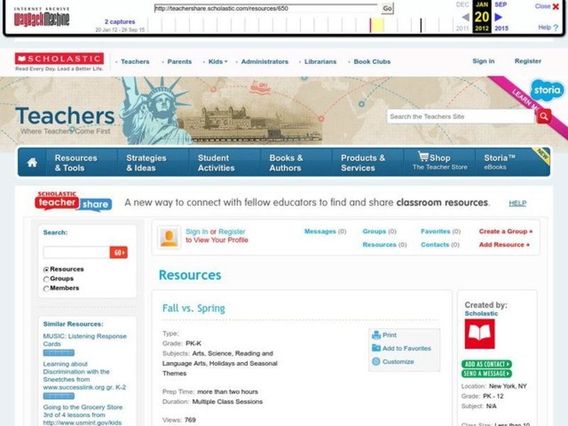 Fall vs. Spring Lesson Plan