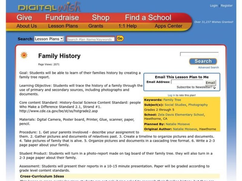 Family History Lesson Plan