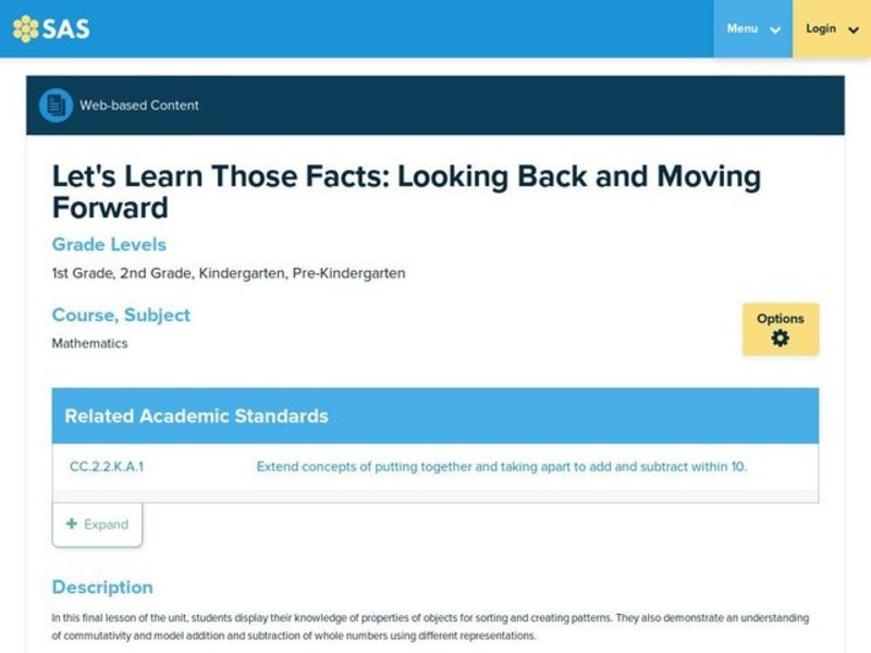 Let's Learn Those Facts: Looking Back and Moving Forward Lesson Plan