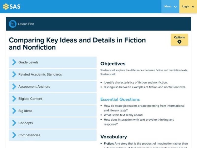 Comparing Key Ideas and Details in Fiction and Nonfiction Lesson Plan