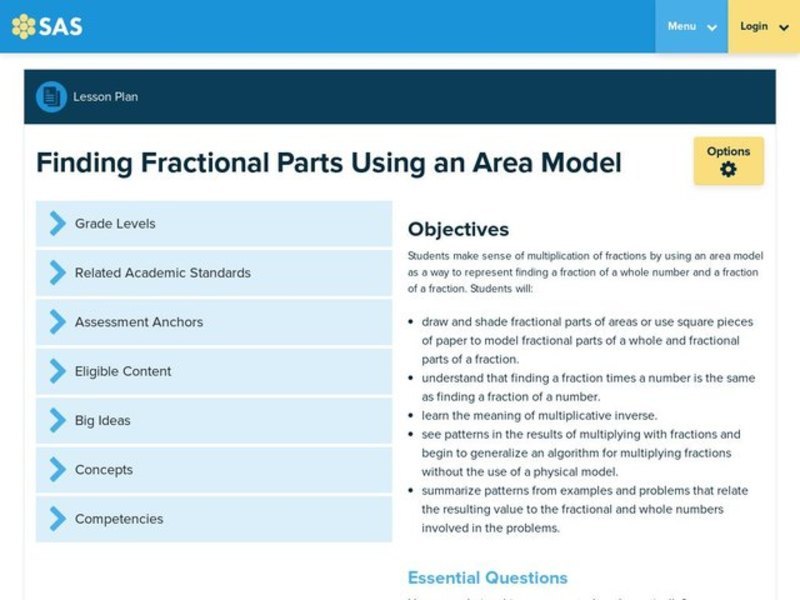 Finding Fractional Parts Using an Area Model Lesson Plan