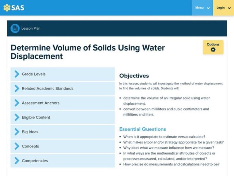 Determine Volume of Solids Using Water Displacement Lesson Plan