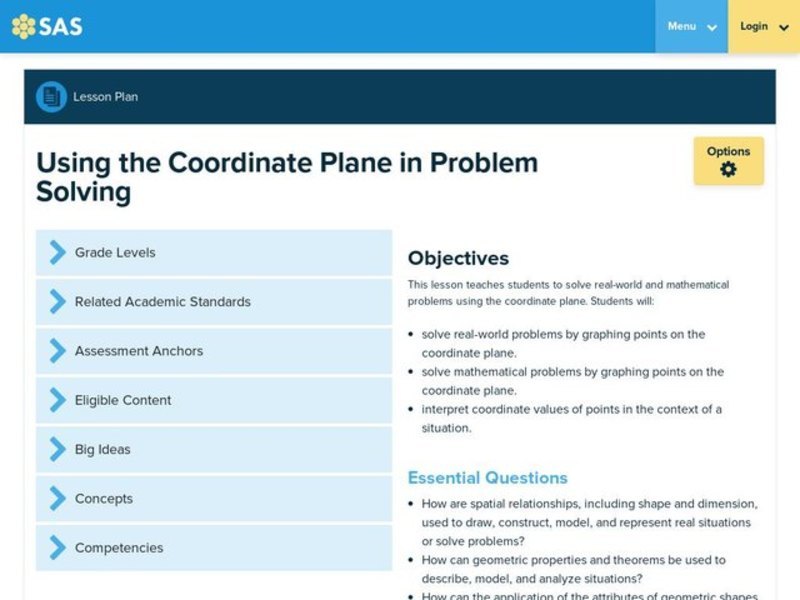 Using the Coordinate Plane in Problem Solving Lesson Plan