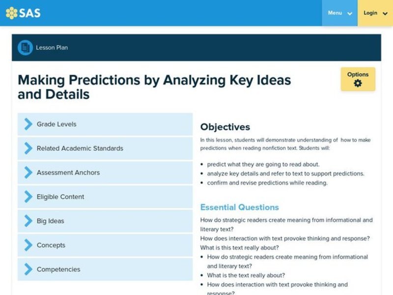 Making Predictions by Analyzing Key Ideas and Details Lesson Plan