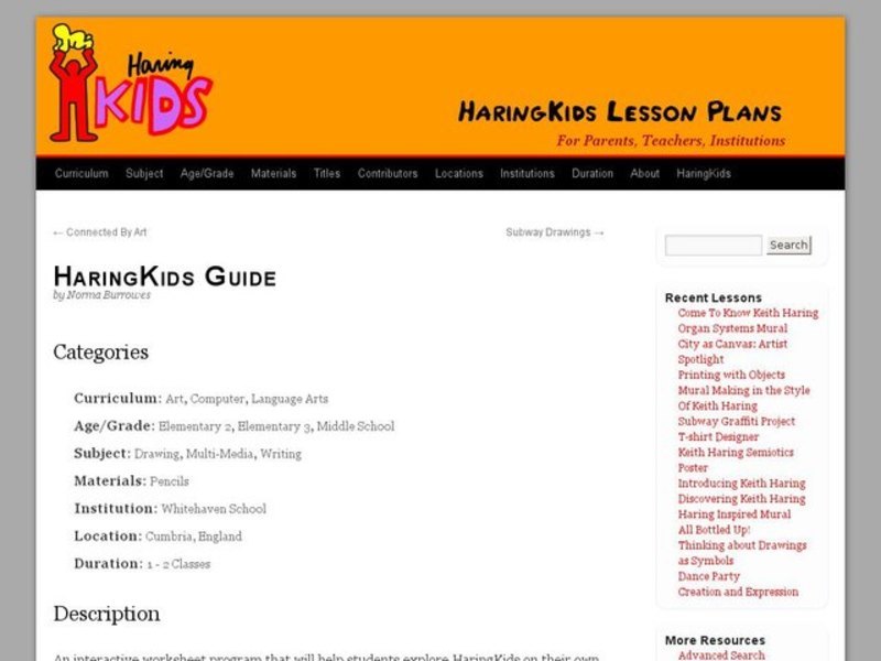 HaringKids Guide Lesson Plan