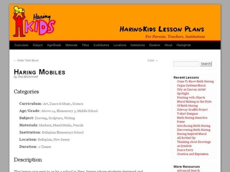 Haring Mobiles Lesson Plan