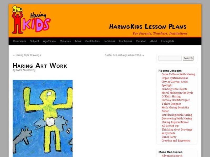 Haring Art Work Lesson Plan