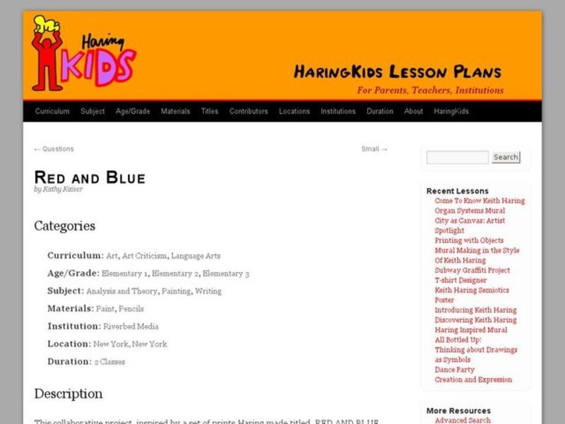 Red and Blue Lesson Plan