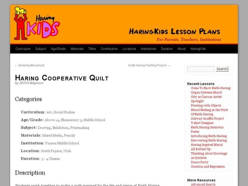 Haring Cooperative Quilt Lesson Plan