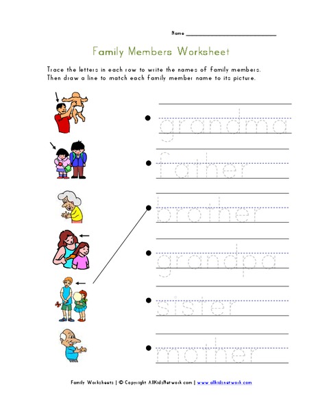Family Members Worksheet  Worksheet