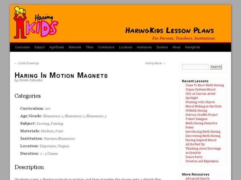 Haring In Motion Magnets Lesson Plan