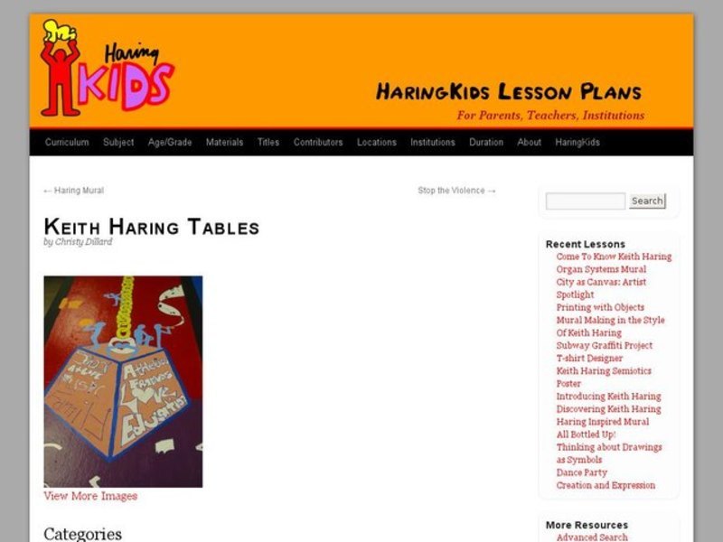 Keith Haring Tables Lesson Plan
