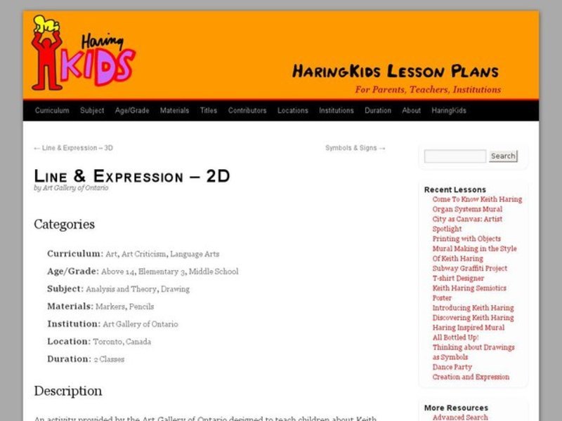 Line and Expression - 2D Lesson Plan