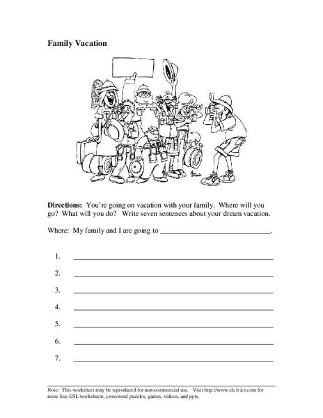 Family Vacation Worksheet