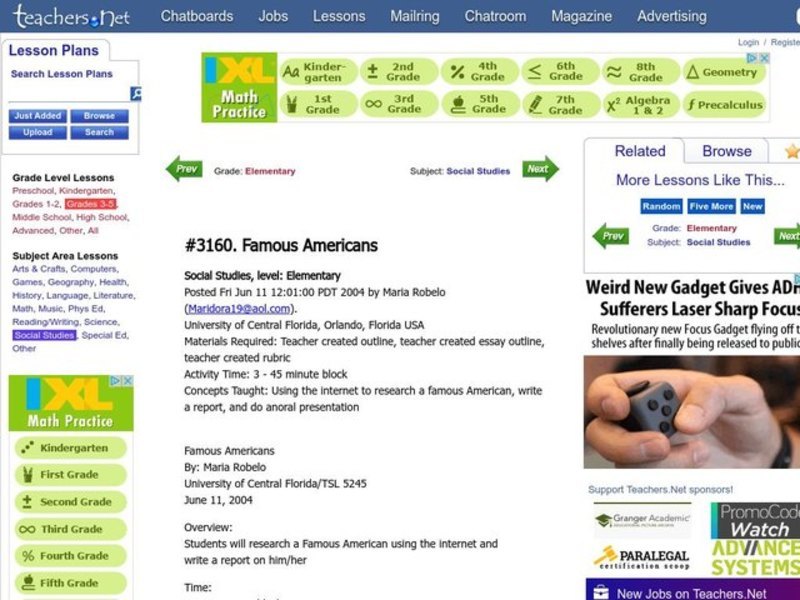 Famous Americans Lesson Plan