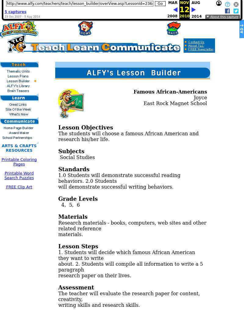 Famous African-Americans Lesson Plan