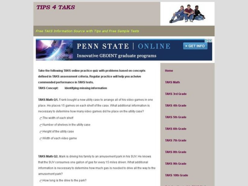 TAKS Quiz-Identifying Missing Information Interactive
