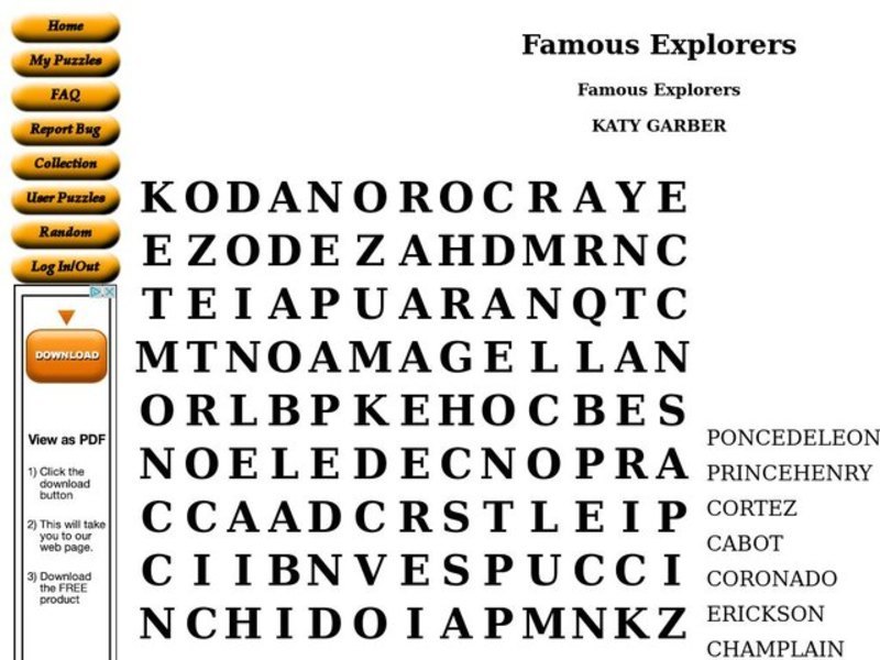 Famous Explorers Worksheet