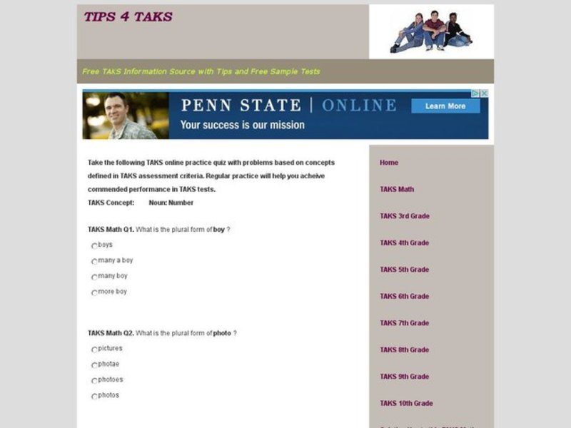 TAKS Quiz-Nouns-Number Interactive