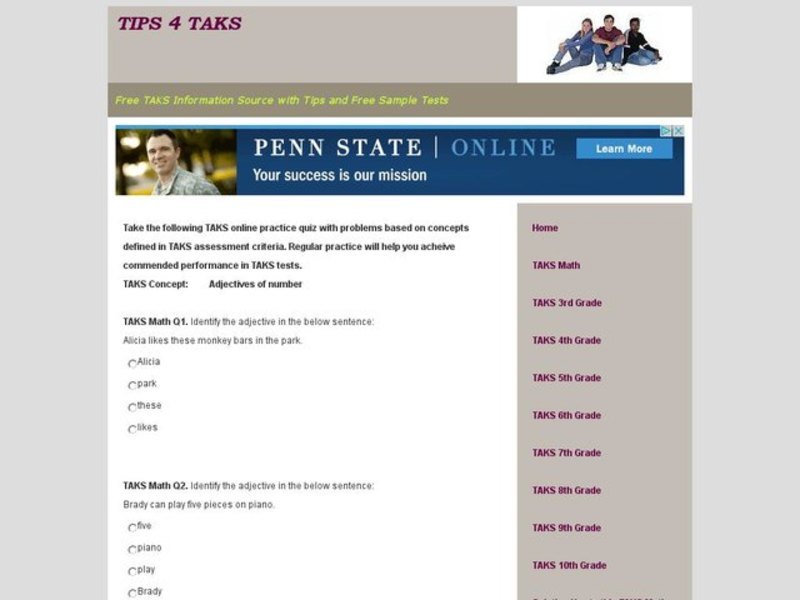 TAKS Quiz-Adjectives of Number Interactive