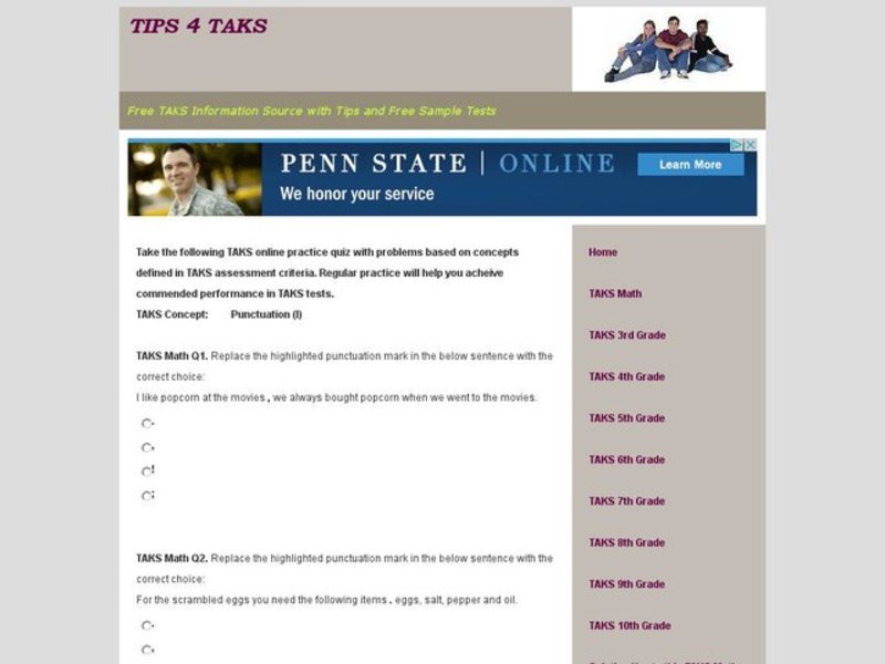TAKS Quiz-Punctuation Interactive