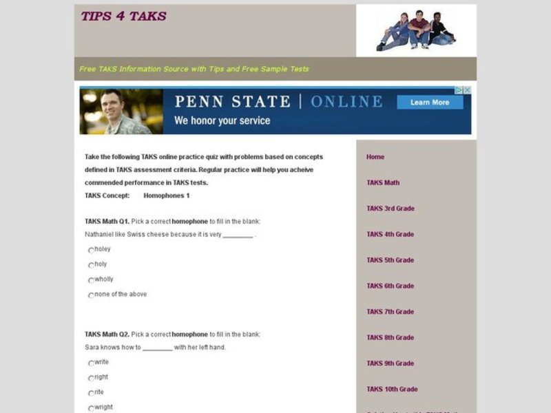TAKS Quiz-Homophones Interactive