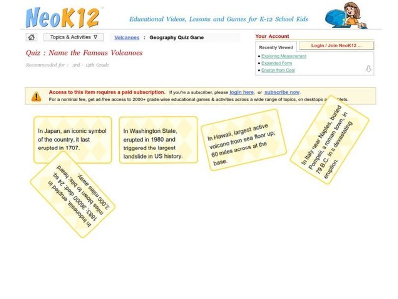 Famous Volcanoes Interactive