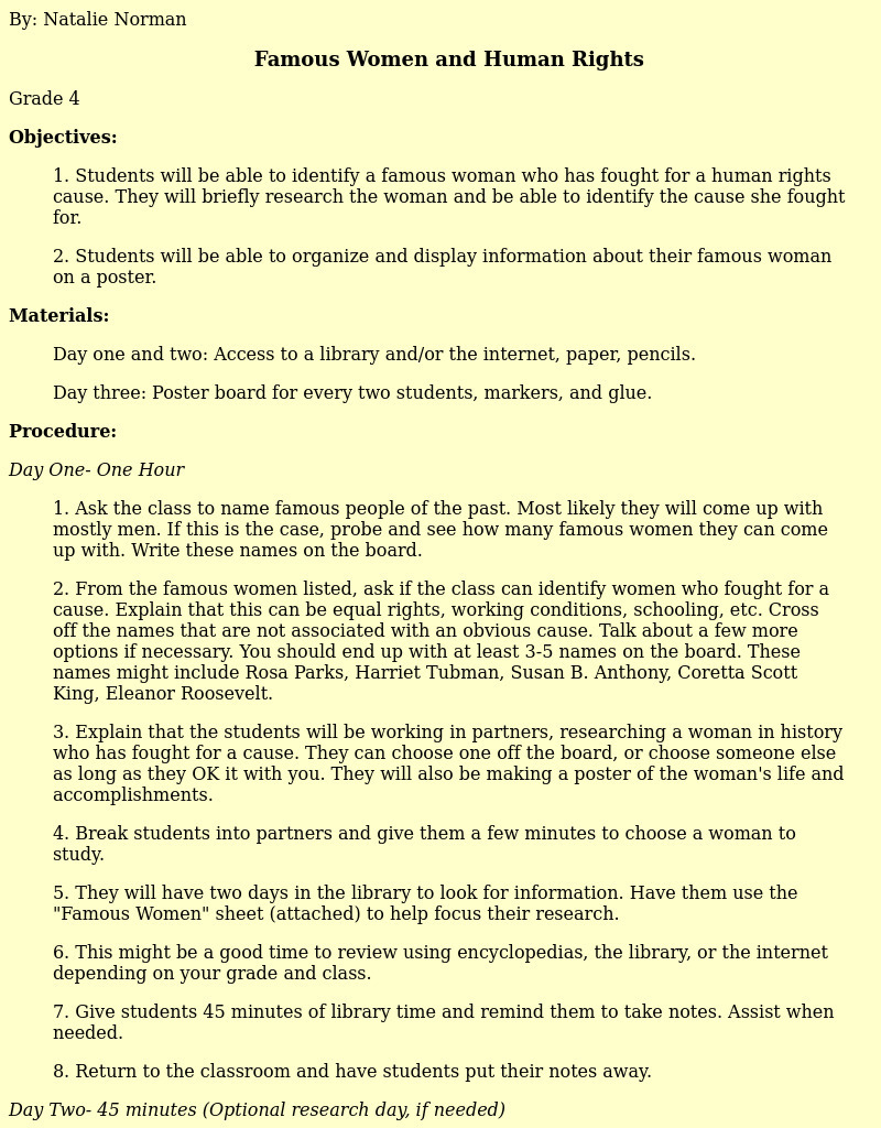 Famous Women and Human Rights Unknown Type