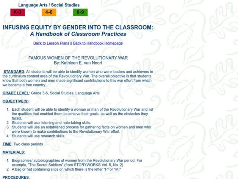 FAMOUS WOMEN OF THE REVOLUTIONARY WAR Lesson Plan