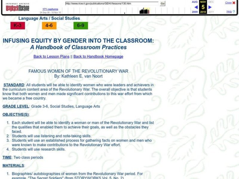 Famous Women of the Revolutionary War Lesson Plan
